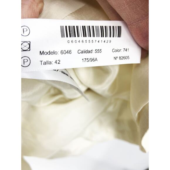 Massimo Dutti Limited Edition Double Breasted Beige Linen Blazer Size 8 NWT - Picture 7 of 14